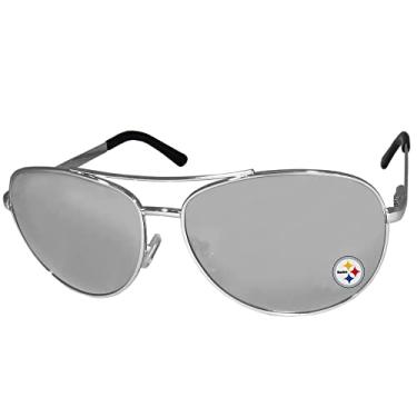 Imagem de NFL Siskiyou Sports Fan Shop Pittsburgh Steelers Aviator óculos de sol tamanho único prata