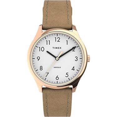 Imagem de Timex Relógio feminino moderno de 32 mm, Bege/ouro rosa/branco