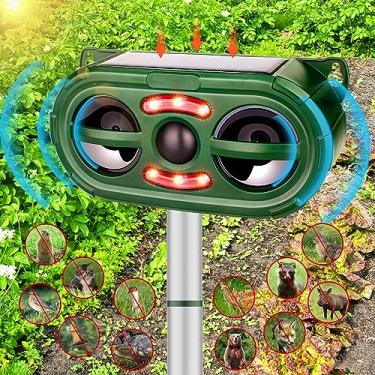 Imagem de Repelente ultrassônico de animais, repelente solar de animais de pragas ao ar livre, repelente de esquilos, dispositivos de detenção de animais ao ar livre, repelente eficaz de gatos ao ar livre com