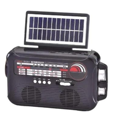 Imagem de Caixa de som radio am fm com placar solar lanterna para camping praia 