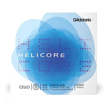 Imagem de D'Addario H512 Helicore Corda G única de violoncelo, tensão leve em escala 4/4 (1 conjunto) – núcleo de aço trançado para melhor reprodução e tom claro e quente – versátil e durável – bolsa selada evita corrosão