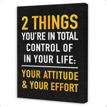 Imagem de OTINGQD Decoração de parede inspiradora para escritório, arte de parede motivacional para empreendedores, controle sua atitude e esforço, decoração de parede em tela positiva para o local de trabalho