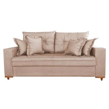Imagem de Sofá Vicam 05 com Almofadas Soltas 3 Lugares Tecido Linho 200cm Vicam Cor Bege