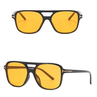 Imagem de Óculos de Sol Estilo Retrô Unissex Modelo Aviador - Ideal para o uso noturno e dias nublados - Proteção Uv400 (Preto-Laranja)