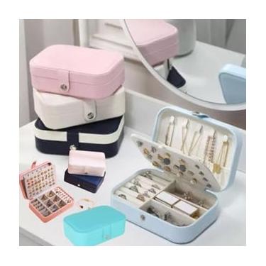 Imagem de Estojo Duplo Maleta Porta Joias Veludo Organizador Viagem Médio Caixa Organizadora (aleatório grande)