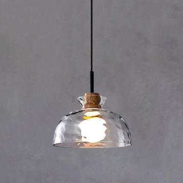 Imagem de Luz de iluminação iluminada de cozinha de cozinha pendente Lâmpada pendurada de teto de vidro martelado, Luzes de jantar com madeira de madeira de madeira, lâmpadas de teto de pingente de pi