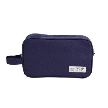 Imagem de Necessaire Organizadora Unissex Impermeável Bolsa de Viagem Multiuso com 3 Divisórias para Higiene Pessoal, Cosméticos e Acessórios Compacta e Versátil Uso Diário Executiva (Azul Marinho)