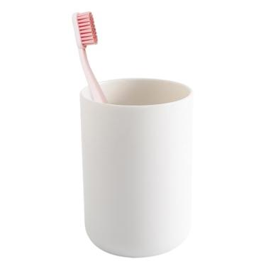 Imagem de Copos de suporte de escova de dentes de banheiro, copos de plástico branco para enxaguante bucal copo de água reutilizável armazenamento de banheiro para viagens em casa, 300 ml (branco)
