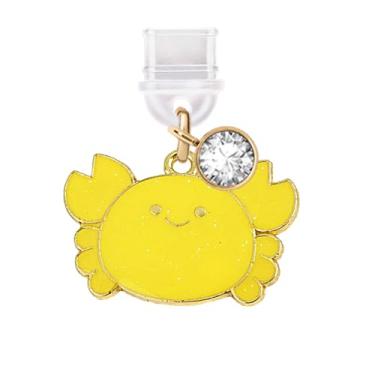 Imagem de ELISE & FONDA Porta de carregamento tipo C TP658, plugue antipoeira, pingente de celular Little Crab para iPhone 15/16/Samsung/OnePlus/Xiaomi/oppo telefones Android (amarelo)