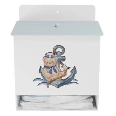 Imagem de Porta Fralda Kit Higiene MDF Quarto Infantil Urso Marinheiro - Neném n