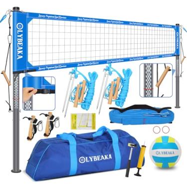 Imagem de Olybeaka Conjunto De Rede Vôlei Profissional Para Uso Externo, Ideal Praia No Quintal, Com Tetoron, Postes Alumínio Ajustáveis 2", Bola Pu E Bomba, Bolsa Transporte - Fácil Instalação Antiderrapante