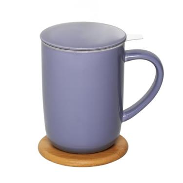 Imagem de CEEFU Caneca de chá de porcelana com infusor e tampa, utensílios de chá com filtro e copo, máquina de fazer chávenas de chá de folhas soltas, 473 ml para chá/café/leite/mulheres/escritório/casa