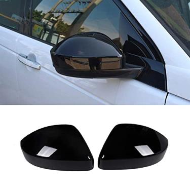 Imagem de LLKUANG Para Range Rover VELAR 2017-2018 Estilo Fibra de Carbono Preto Cromado ABS Plástico Lateral Espelho Retrovisor Capa Guarnição para Discovery Sport Evoque F-Pace x761 E pace (Preto)