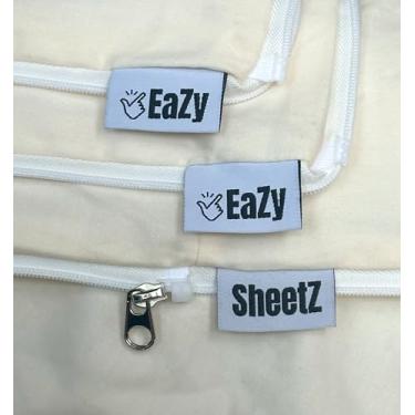 Imagem de Eazy Sheetz®: Lençóis com elástico que não saem | Lençóis com zíper, lençóis com zíper, design de lençol com zíper (baunilha) algodão sedoso - RV King (B) 70 x 80 x 14 (profundidade de 33 a 38 cm