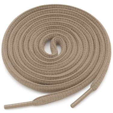 Imagem de YJRVFINE Cadarços de tênis meio redondos: 2 pares de cadarços ovais para calçados esportivos esportivos, Caqui, 51 Inch (130CM)