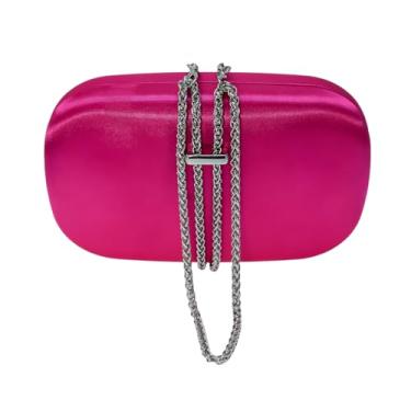 Imagem de HUANG ZHUANG Elegante bolsa de veludo cetim noite bolsa feminina bolsa de festa bolsa de noiva para casamento baile formal, Vermelho rosa
