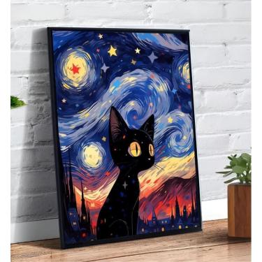 Imagem de Placa/Quadro Decorativo Gato Van Gogh 40X60Cm Ps 2Mm