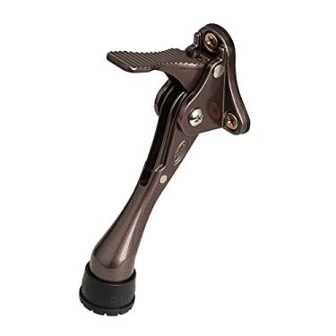 Imagem de CG PLUS Rolha de porta, rolha de metal semiautomática de um toque, com ponta de borracha antiderrapante para madeira, concreto, azulejo e carpete (10 cm x 20 unidades, marrom)