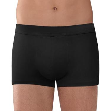 Imagem de REELINDRY Cueca boxer masculina lavável para incontinência de 65 g, à prova de vazamento, absorção de 65 g, algodão, controle da bexiga (preta, GG)