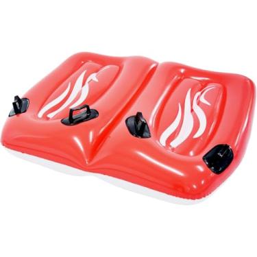 Imagem de 4E's Novelty Prancha inflável para 2 pessoas com alças para escorregadores de água para crianças e adultos, prancha de boogie dupla para piscina de praia, prancha de surfe, flutuante, onda de surfe