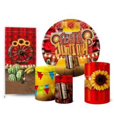 Imagem de Trio Capas Cilindro + Painel Redondo Sublimado + Lateral Festa Junina (K2FJN0035)