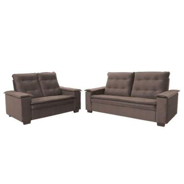 Imagem de Conjunto De Estofado Porto 3 E 2 Lugares Hellen Platinum Tabaco