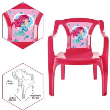Imagem de Cadeira Mini Poltrona Infantil para Crianças Sereia Rosa - Arqplast