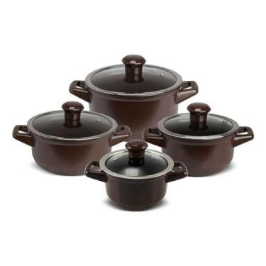 Imagem de Jogo De Panelas Em Cerâmica Duo Com 4 Peças Ceraflame Chocolate