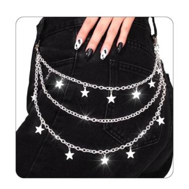 Imagem de Auwoyss Correntes de calça para homens e mulheres punk para calças, calças hip hop, corrente de bolso para jeans, One Size, Liga metálica, Sem Pedra Preciosa