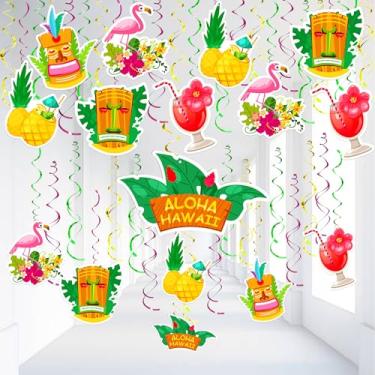 Imagem de KatchOn, Decorações de redemoinho de pendurar Tropical Tiki – Pacote com 48, decorações havaianas | Artigos de festa com tema havaiano para decorações de festa Luau | Decorações de festa Aloha, decorações de flamingo para pendurar