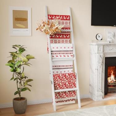 Imagem de Toalheiro de bambu 6 camadas para sala de estar, quarto, banheiro escada decorativa para colchas, toalhas e mais