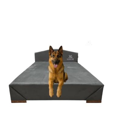 Imagem de Cama Box Pet 100cm para Cachorros de Grande Porte em Suede com Cabeceira (Cinza)