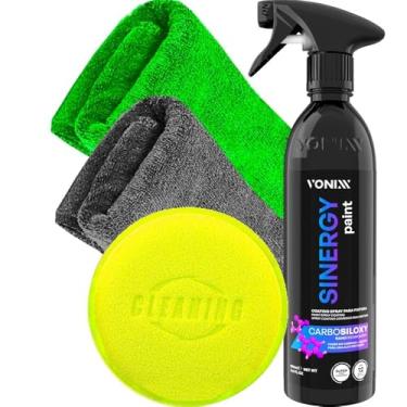 Imagem de Sinergy Paint Vonixx Vitrificador de Pintura Automotiva Carro Moto Spray 500ml Aplicador 2 Toalhas Karbox