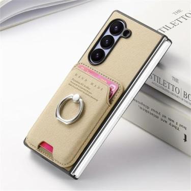 Imagem de Capa para Galaxy Z Fold6, carteira magnética de couro removível com suporte para cartão (para Galaxy Z Fold6/Apricot)