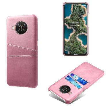 Imagem de Capas Compatível com Nokia X20,Caso de couro PU-Tampa de telefone a prova de choque com 2 slots de cartão,Proteção anti-impressão digital e anti-gota-Pink