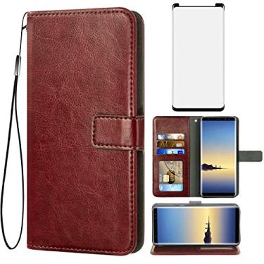 Imagem de Asuwish Capa tipo carteira compatível com Samsung Galaxy Note 8, protetor de tela de vidro temperado e suporte para cartão, acessórios de celular, capas para celular para Glaxay Note8 Not Galaxies