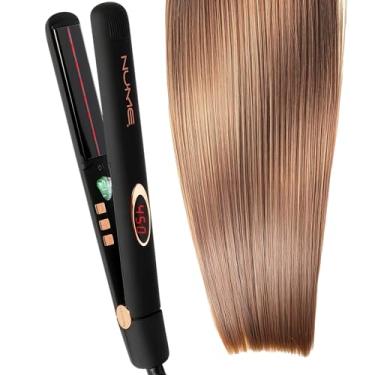 Imagem de NUME Alisador de cabelo Megastar, ferro plano de cerâmica de turmalina, inclui placas flutuantes de 1 polegada para todos os tipos de cabelo, aquecimento rápido, tensão dupla, ferro de alisamento profissional