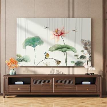 Imagem de Capa de TV interna para TV LCD LED pano moderno telas artísticas à prova de poeira decoração de tecido ajuste universal 32-80 polegadas montado na parede/desktop use display escudo-flor1||58-60