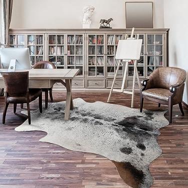 Imagem de LYENDOS Tapete de couro bovino 14 x 18 m, revestimento de couro de vaca durável antiderrapante, tapete de couro sintético elástico espesso, para quarto, sala de estar, casa, escritório, decoração