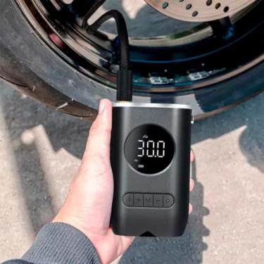 Imagem de Calibrador Portátil Compressor Bomba De Ar Digital Com Lanterna LED para Encher Pneus de Carro, Moto, Bike, Bicicleta, Bola e Piscina Inflável Premium