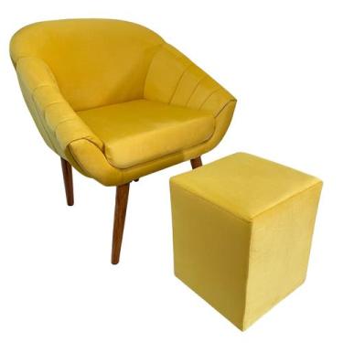 Imagem de Kit Poltrona Giovana Puff Quadrado e Almofadas em Sued Premium - Sua C