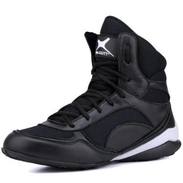 Imagem de Bota Fitness Treino Mr. Gutt Academia de Couro Unissex Preto, Preto, 3