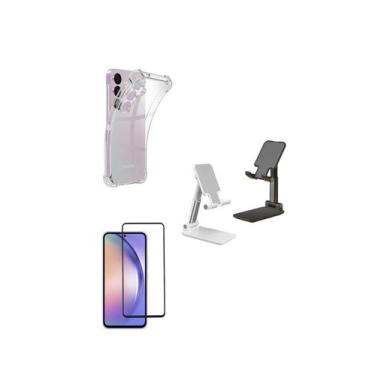 Imagem de Kit Suporte de Mesa Samsung Galaxy A55 + Capa + Pelicula De Vidro 3D -
