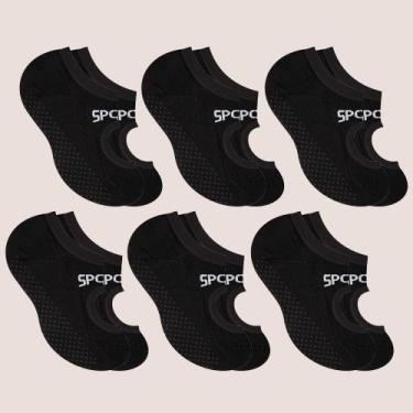 Imagem de Kit 6 Meias Sapatilha Antiderrapante Yoga Pilates Selene, Preto,  34 a