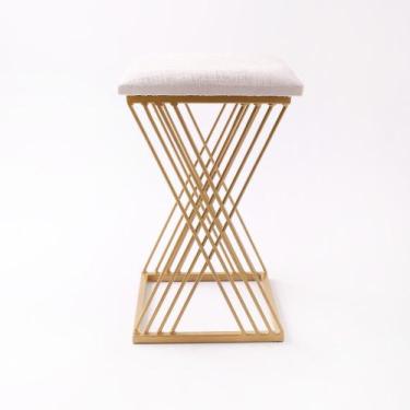 Imagem de Banqueta X Baixa Luxo 48cm em Metal - Automac Decor, Dourado