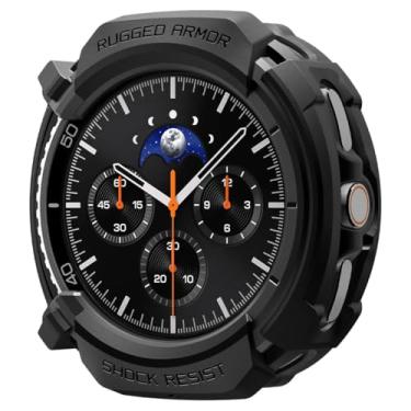 Imagem de Spigen Capa Rugged Armor projetada para Samsung Galaxy Watch 8 Classic 46 mm capa de TPU durável (2025) - preto fosco