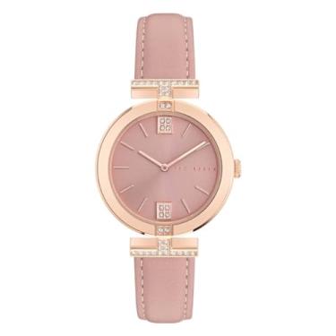 Imagem de Ted Baker Relógio feminino rosa com pulseira de couro vegano (modelo: BKPDAF3029I), rosa