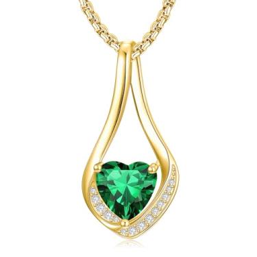 Imagem de Zoeniya Colares de pedra do mês de nascimento para mulheres, ouro amarelo/branco 18 k Forever Love, coração, infinito, joias de aniversário, presentes de aniversário para mulheres, esposa, namorada