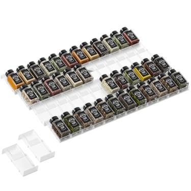 Imagem de Famhap Organizador de gaveta de especiarias, 48 peças, suporte de tempero expansível para gavetas de cozinha, gaveta de temperos para potes de especiarias