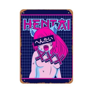 Imagem de Anime Menina Biquíni Metal Poster Sexy Arte Da Parede Decoração Para C